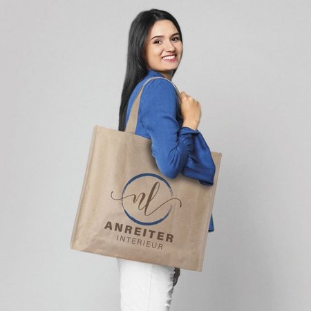 Papier Non-Woven Tasche Madrid 50 x 40 x 15 cm mit langen Henkeln und eigenem Logo