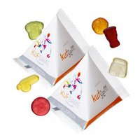 Fruchgummi Fußball 12g in Werbe-Pyramide  bedruckt mit Logo