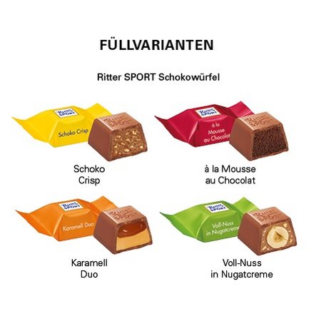 Füllvarianten Adventskalender Eco L Ritter SPORT Schokowürfel mit Logo
