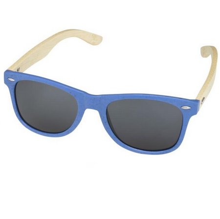 Blaue Sun Ray Bambus Sonnenbrille mit Logo