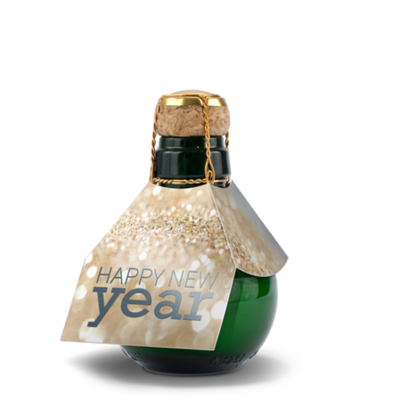 Kleinste Sektflasche Happy New Year mit Logo