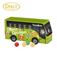 3D Adventskalender Bus mit Fairtrade Milchschokolade mit Logo