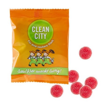 Fruchtgummi Saure Johannisbeere 20g in Werbetütchen mit Logo