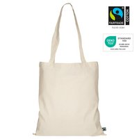 Tasche 38 x 42 cm aus Fairtrade-zertifizierter Baumwolle mit zwei langen Henkeln 200 g-m²  mit Logo