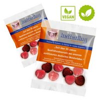 Fruchtgummis Rote Früchte vergan in kompostierbarer Folie ca. 14g bedruckt mit Logo