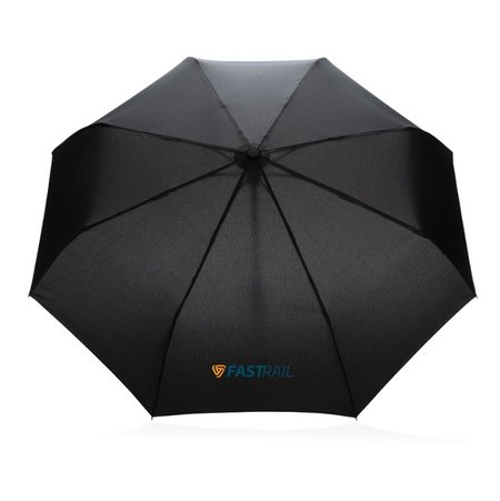 Schwarzer 21" Impact AWARE™ RPET 190T Bambus-Schirm autom. open/close mit Logo