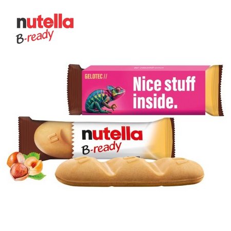 Nutella B-ready Riegel im Werbeschuber mit Logo