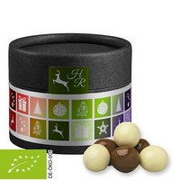 Bio Knusperkugeln-Mix ca. 25g Biologisch abbaubare Eco Pappdose Mini schwarz mit Logo