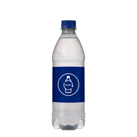 Quellwasser Natur mit Drehverschluß 500 ml blau  bedruckt  mit Logo
