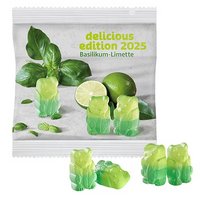 Fruchtgummi Vegane Basilikum-Limetten Bärchen im Fruchtgummi Vegane Smart-Bärchen in kompostierbarer Folie