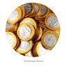 Füllung Blockbeutel mit Kopfkarte Schokoladen Münze mit Logo