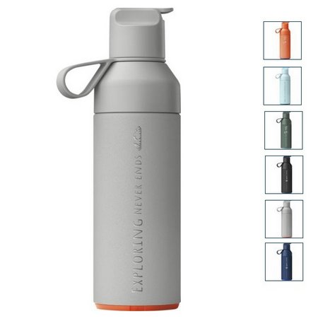 Hellgraue Ocean Bottle GO 500 ml vakuumisolierte Flasche mit Logo
