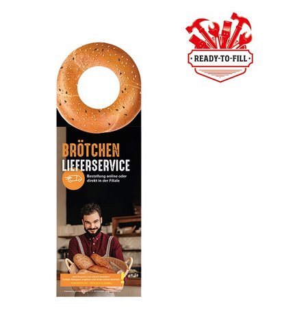Werbeanhänger Kundengestelltes Füllgut mit Logo