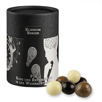 Knusperkugeln-Mix ca. 50g Biologisch abbaubare Eco Pappdose Midi schwarz mit Logo