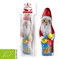 Bio Schoko Weihnachtsmann ca. 75g  Flachbeutel mit Werbereiter