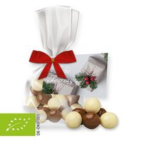 Bio Knusperkugeln-Mix ca. 30g Express Flachbeutel Maxi mit Schleife und Werbekarte mit Logo