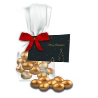Goldene Salted Caramel Mandeln, ca. 30g, Express Flachbeutel mit Schleife mit Werbekarte