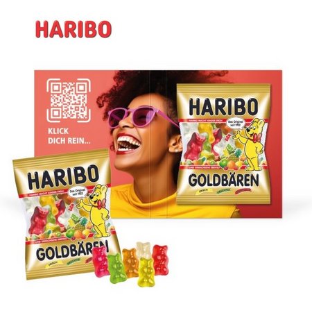 Werbe-Klappkarte HARIBO Goldbären mit eigenem Logo