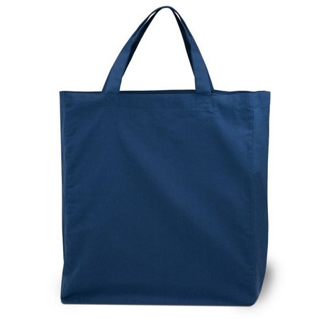Baumwolltasche Shanghai blau mit kurzen Henkeln mit Logo