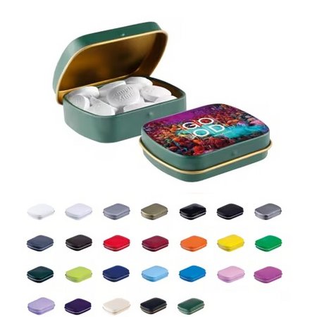 Mini Klappdeckeldose mit Standard Form Pfefferminz mit Logo