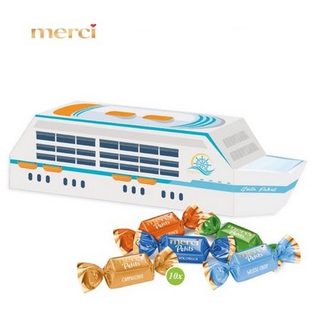 3D Präsent Schiff mit Merci Petits mit Logo