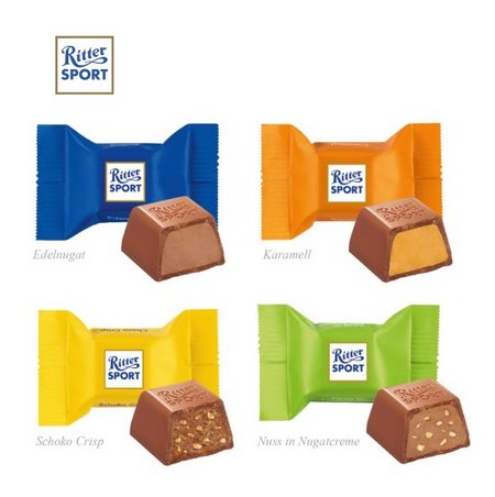 Füllung 3D Präsent Haus Ritter SPORT Schokowürfel mit Logo