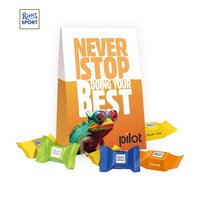 Werbetasche mit süßer Füllung Ritter SPORT Schokowürfel mit Logo