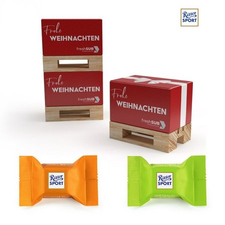 Geschenk Mini-Palette klein Ritter Sport Schokowürfel mit Logo