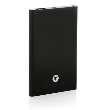 Schwarze  4.000mAh Type-C Powerbank aus RCS recyceltem ABS & Aluminium