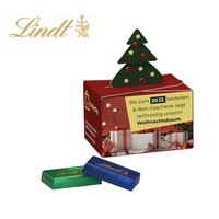 Geschenkbox Mini Tanne Lindt Schokotäfelchen mit Logo