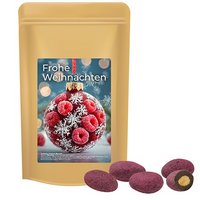Zartbitter-Himbeer Mandeln 80g in Standbeutel Mini mit Logo