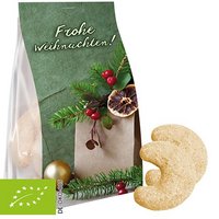 Bio Vanillekipferl 100g Express Blockbodenbeutel mit Werbereiter und eigenem Logo