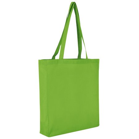Baumwolltasche Classic 48 x 42 cm mit zwei langen Henkeln und Boden- und Seitenfalte hellgrün als Werbegeschenk