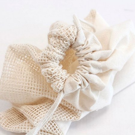 Obst- und Gemüsebeutel Calvi 25 x 30 cm natur mit Zugkordel und eigener Werbung