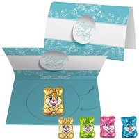 Schoko-Hasen 6g mit Werbekarte bedruckt mit eigenem Logo