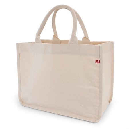 Canvas-Tasche BAMBERG 38 x 29 x 18 cm  mit Boden- und Seitenfalten sowie gerollten Henkeln mit Logo