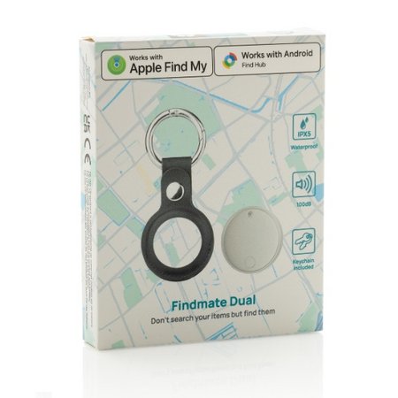 Verpackung Findmate Dual IPX5 Artikel-Finder aus RCS recyceltem ABS mit Logo 