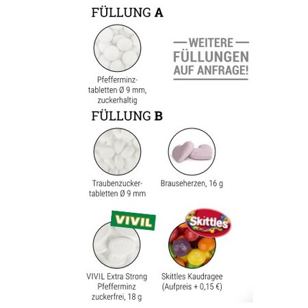 Füllvarianten Mini Clic Clac Box mit Logo