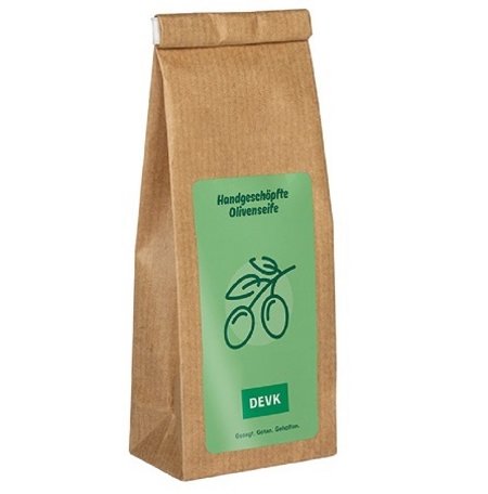 Handgeschöpfte Seife Olive Papiertasche als Werbegeschenk