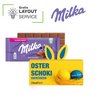 Milka Schokoladentafel mit Hasenohren mit Logo