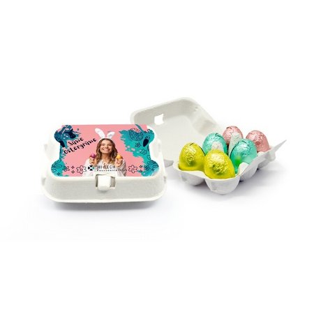 6er Schoko Ostereier bedruckt mit Logo