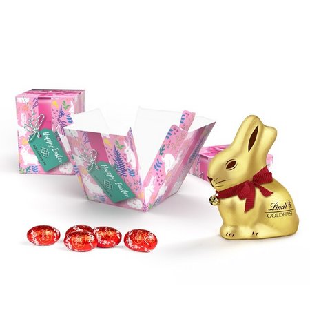 Lindt Oster-Überraschung in Klappwürfel bedruckt mit Logo