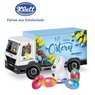 3D Präsent LKW Ostern mit Schokoladenmischung von Klett mit Logo