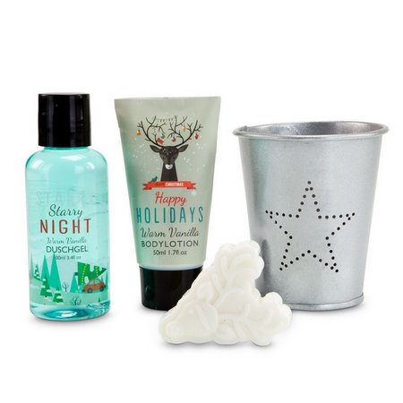 Inhalt Wellness-Geschenkset Happy Holidays mit Logo