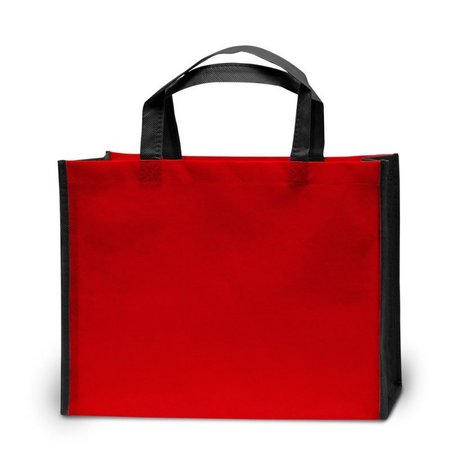 PP-Tasche Bergen rot-schwarz 38 x 29 x 10 cm mit kurzen Henkeln mit Logo
