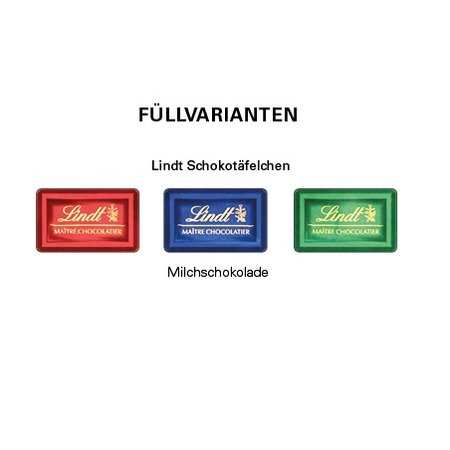 Füllvarianten Täfelchen Adventskalender Haus Lindt mit Logo