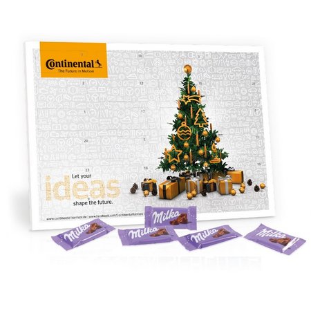 Tisch-Adventskalender Organic Variante mit Milka Schokolade mit eigenem Logo