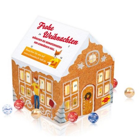 Adventskalender Lindt Weihnachtshaus Variante mit eigenem Logo