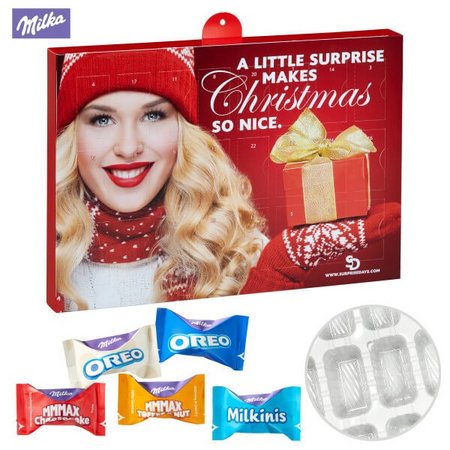 Premium Präsent-Adventskalender Milka Favourites Mix mit Logo