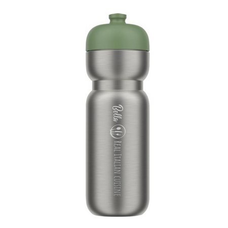 Mepal Pull 800 ml Edelstahl Sportflasche mit Logo grün